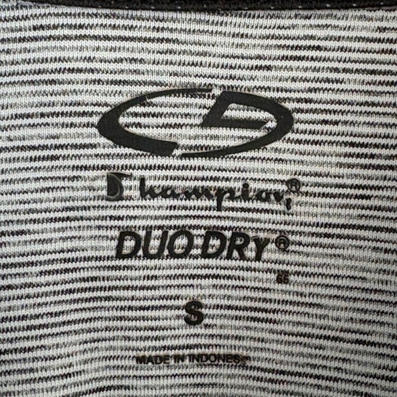 Champion Duo Dry Mens Size Small Black Gray Striped 1/4 Zip Shirt - Picture 3 of 7